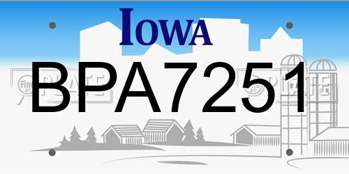 BPA7251 Iowa License Plate