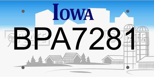 BPA7281 Iowa License Plate