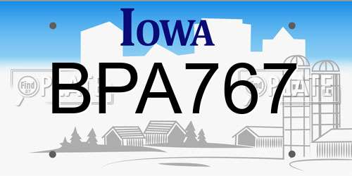 BPA767 Iowa License Plate