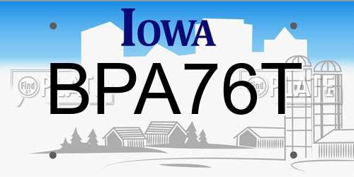 BPA76T Iowa License Plate