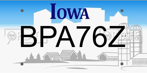 BPA76Z Iowa License Plate