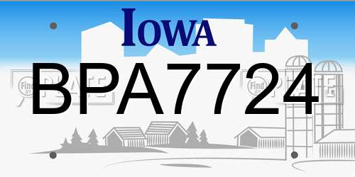BPA7724 Iowa License Plate