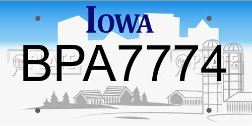 BPA7774 Iowa License Plate