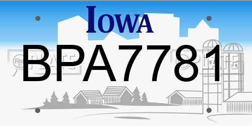 BPA7781 Iowa License Plate