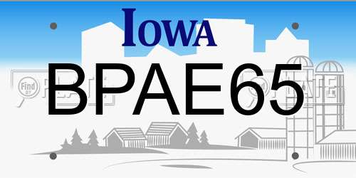 BPAE65 Iowa License Plate