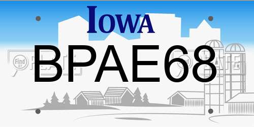 BPAE68 Iowa License Plate