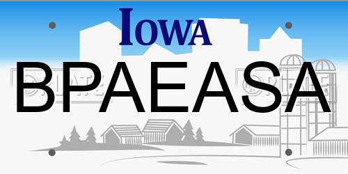BPAEASA Iowa License Plate