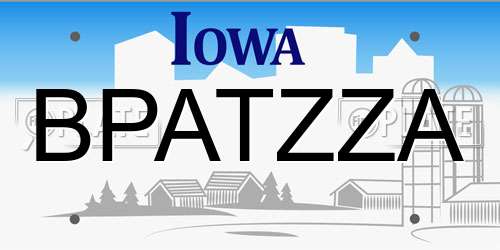 BPATZZA Iowa License Plate
