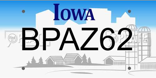 BPAZ62 Iowa License Plate