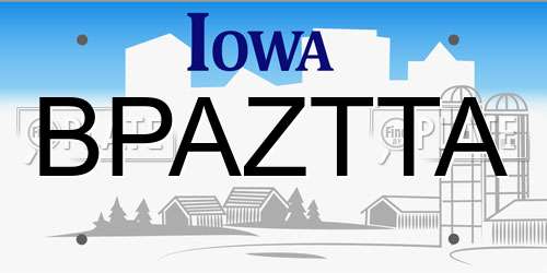 BPAZTTA Iowa License Plate