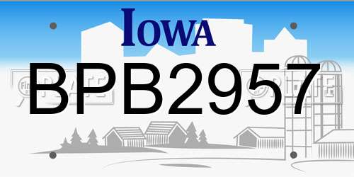 BPB2957 Iowa License Plate
