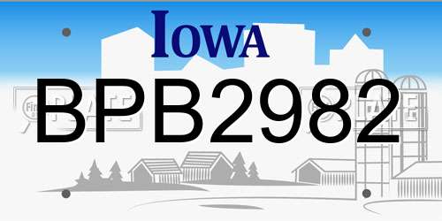 BPB2982 Iowa License Plate