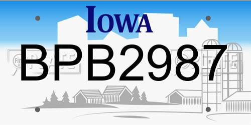BPB2987 Iowa License Plate
