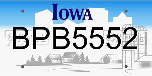 BPB5552 Iowa License Plate