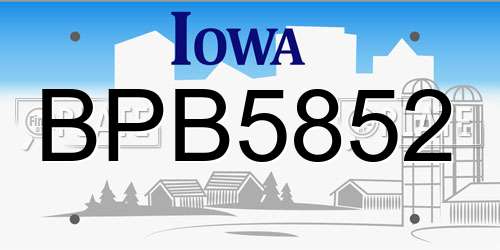BPB5852 Iowa License Plate