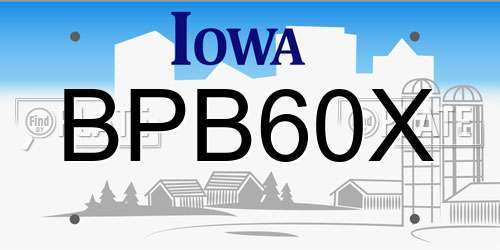 BPB60X Iowa License Plate
