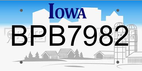 BPB7982 Iowa License Plate