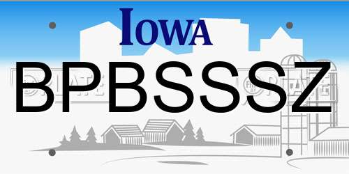 BPBSSSZ Iowa License Plate