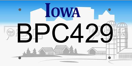 BPC429 Iowa License Plate