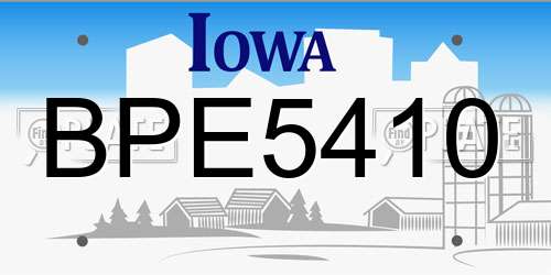 BPE5410 Iowa License Plate