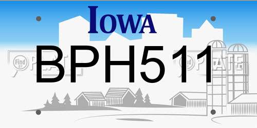 BPH511 Iowa License Plate