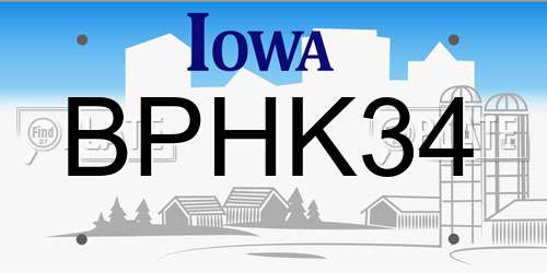 BPHK34 Iowa License Plate