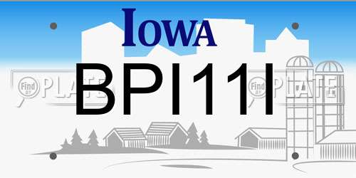BPI11I Iowa License Plate