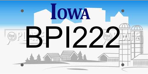 BPI222 Iowa License Plate