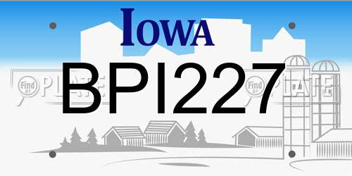 BPI227 Iowa License Plate