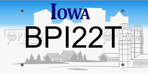 BPI22T Iowa License Plate