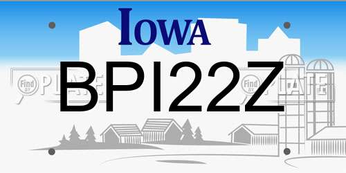 BPI22Z Iowa License Plate