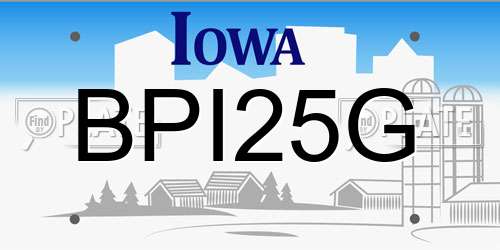BPI25G Iowa License Plate
