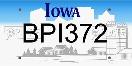 BPI372 Iowa License Plate