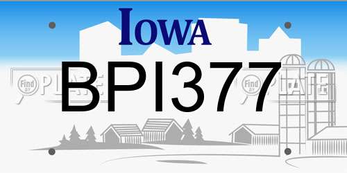 BPI377 Iowa License Plate