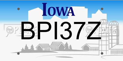 BPI37Z Iowa License Plate