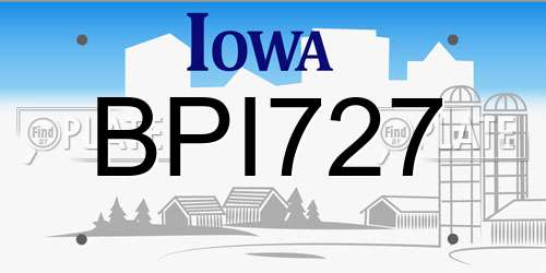 BPI727 Iowa License Plate