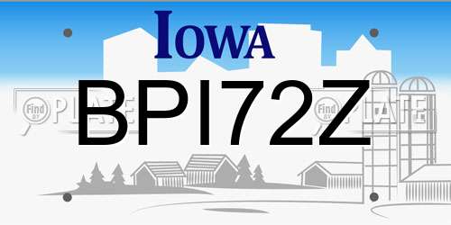 BPI72Z Iowa License Plate
