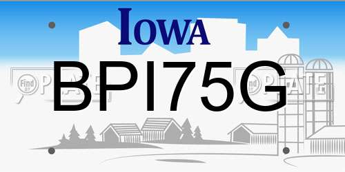 BPI75G Iowa License Plate