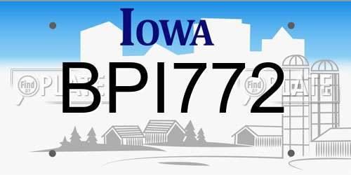 BPI772 Iowa License Plate