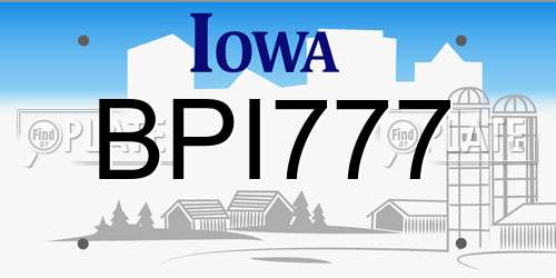 BPI777 Iowa License Plate