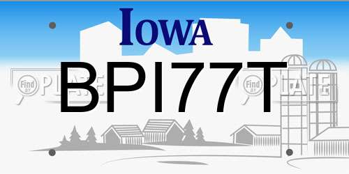BPI77T Iowa License Plate