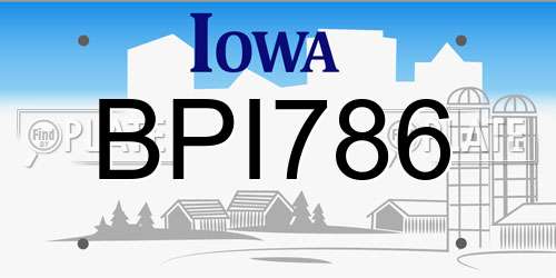 BPI786 Iowa License Plate
