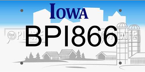 BPI866 Iowa License Plate