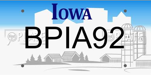 BPIA92 Iowa License Plate