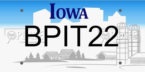 BPIT22 Iowa License Plate