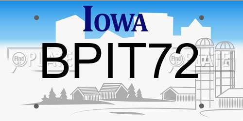 BPIT72 Iowa License Plate