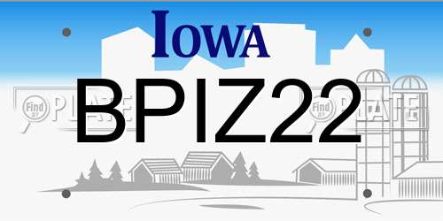 BPIZ22 Iowa License Plate