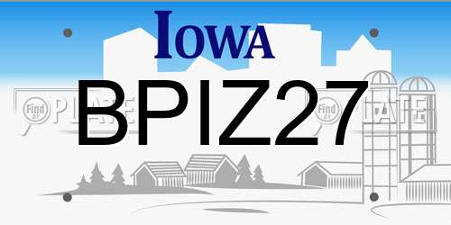 BPIZ27 Iowa License Plate
