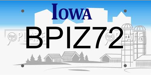BPIZ72 Iowa License Plate