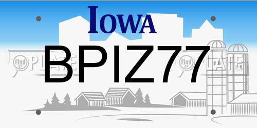 BPIZ77 Iowa License Plate